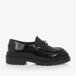 Girls Black Patent Leather Medusa Loafers