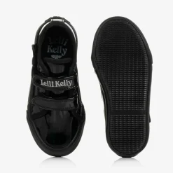 Girls Black Patent Velcro Trainers