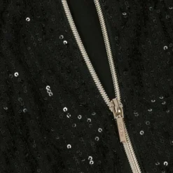 Girls Black Sequin Zip-Up Top