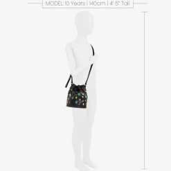 Girls Black Star Bucket Bag (19cm)