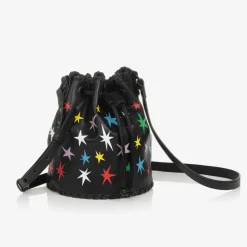 Girls Black Star Bucket Bag (19cm)