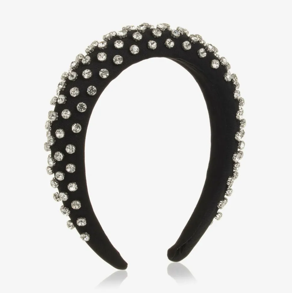 Girls Black Twill Diamanté Hairband