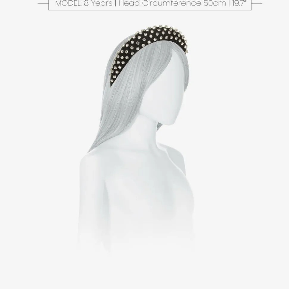Girls Black Twill Diamanté Hairband