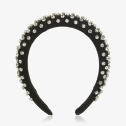 Girls Black Twill Diamanté Hairband