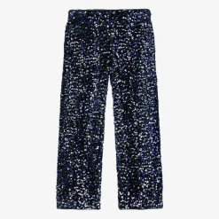 Girls Black Velour & Blue Sequin Trousers
