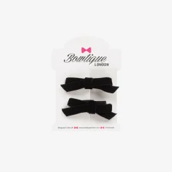 Girls Black Velvet Bow Hair Clips (2 Pack)