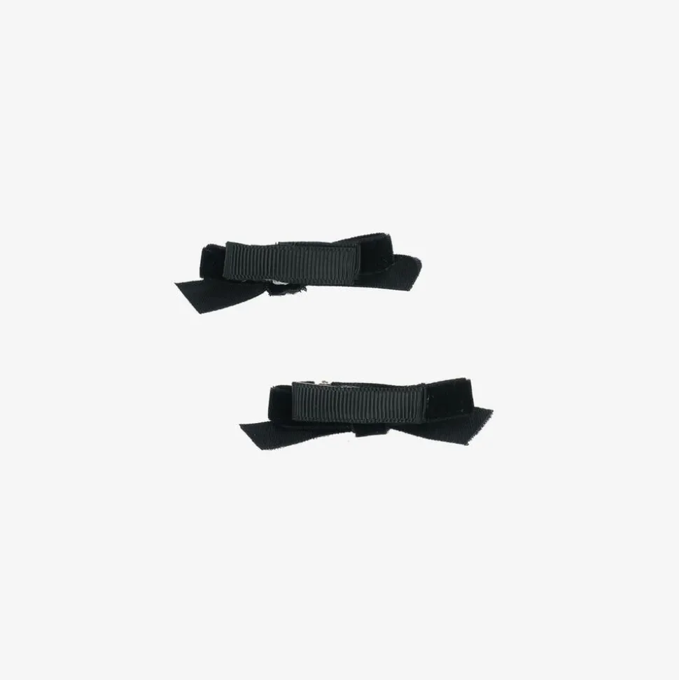 Girls Black Velvet Bow Hair Clips (2 Pack)