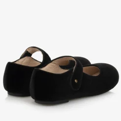 Girls Black Velvet Pumps