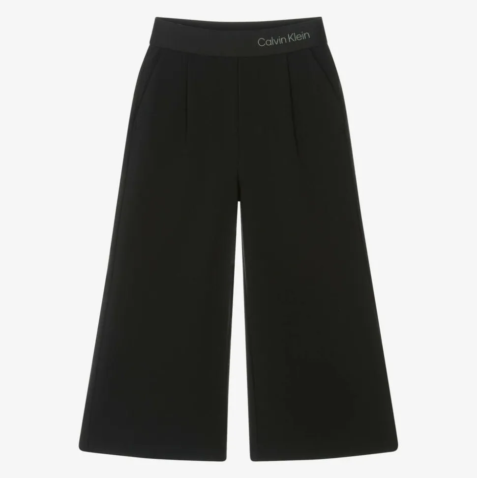 Girls Black Wide Leg Trousers