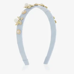 Girls Blue & Diamanté Bow Hairband