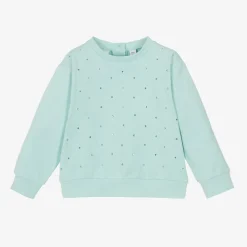 Girls Blue Cotton Diamanté Sweatshirt