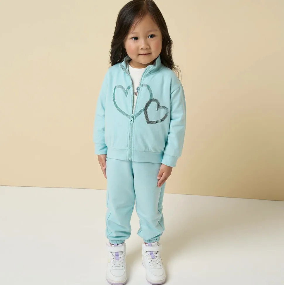 Girls Blue Cotton Heart Tracksuit