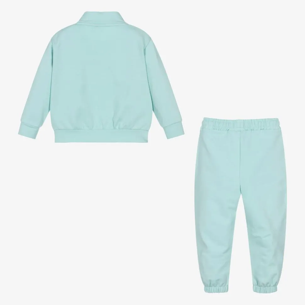 Girls Blue Cotton Heart Tracksuit