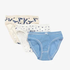 Girls Blue Cotton Knickers (3 Pack)