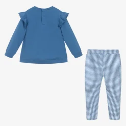 Girls Blue Cotton Leggings Set