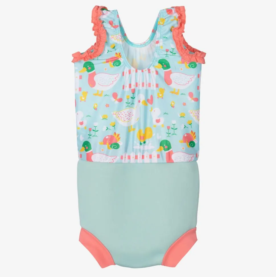 Girls Blue Happy Nappy Swimsuit (UPF50+)