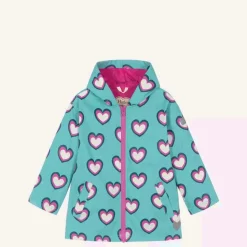 Girls Blue Heart Print Raincoat