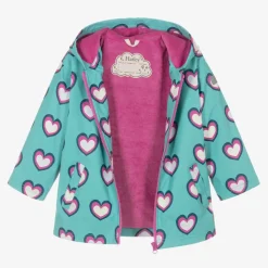 Girls Blue Heart Print Raincoat