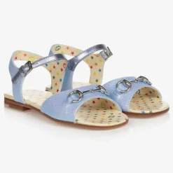 Girls Blue Horsebit Sandals