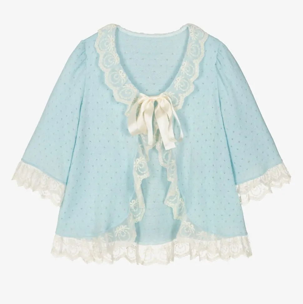 Girls Blue Knitted Dressing Gown