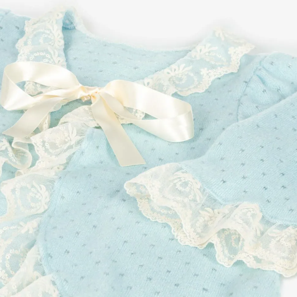 Girls Blue Knitted Dressing Gown