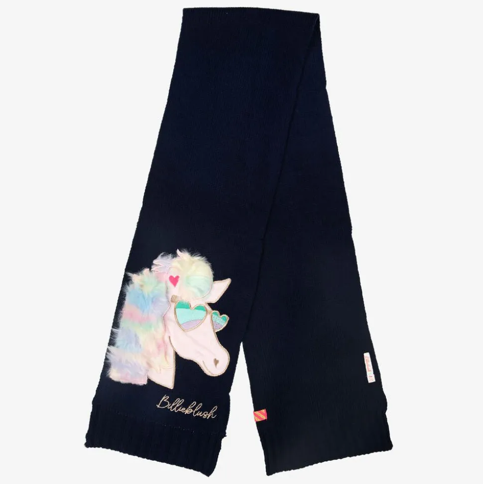 Girls Blue Knitted Unicorn Scarf
