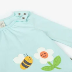 Girls Blue Organic Cotton Floral Leggings Set