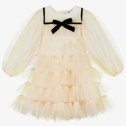 Girls Blush Ivory Tulle Dress