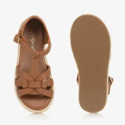 Girls Brown Leather Sandals