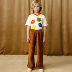 Girls Brown Velour Corduroy Trousers