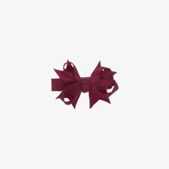 Girls Burgundy Red Bow Hair Clip (4cm)