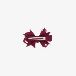 Girls Burgundy Red Bow Hair Clip (4cm)
