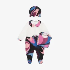 Girls Cotton Onde Print Babysuit Set