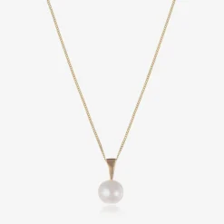 Girls 9ct Gold & Pearl Necklace (36cm)