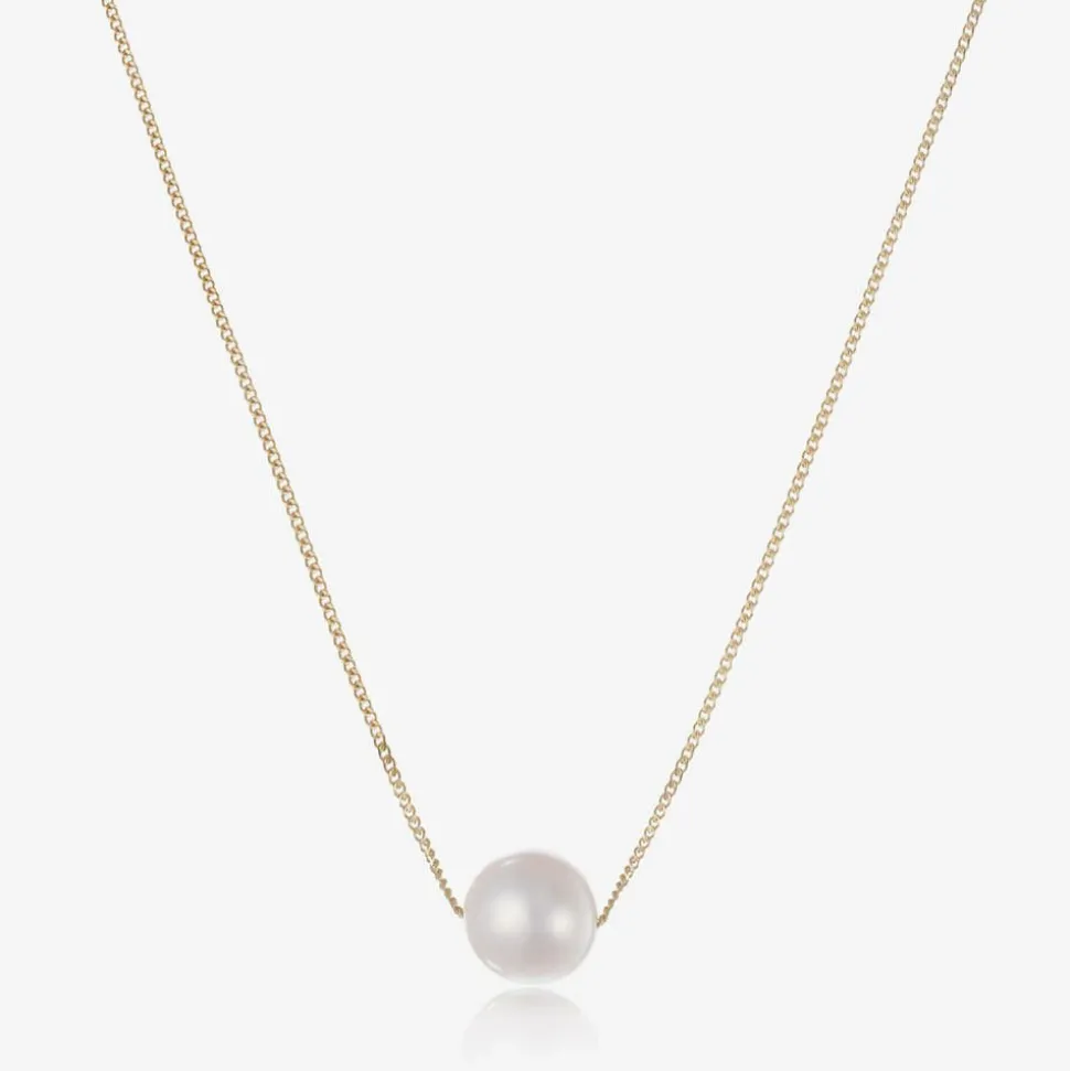 Girls 9ct Gold & Pearl Necklace (36cm)