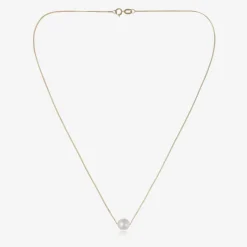 Girls 9ct Gold & Pearl Necklace (36cm)