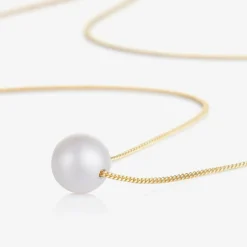 Girls 9ct Gold & Pearl Necklace (36cm)