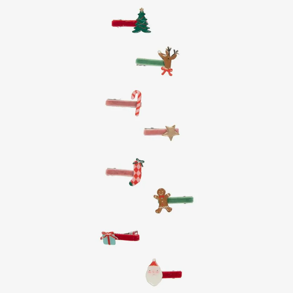 Girls Festive Hair Clips (8 Pack)