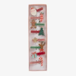 Girls Festive Hair Clips (8 Pack)