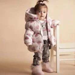 Girls Glittery Pink Faux Fur Boots