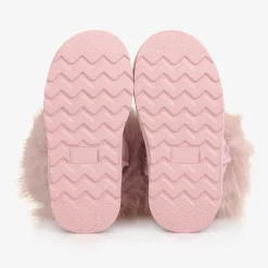 Girls Glittery Pink Faux Fur Boots