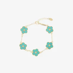 Girls Gold & Blue Flower Bracelet