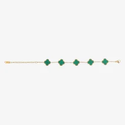 Girls Gold & Green Clover Bracelet