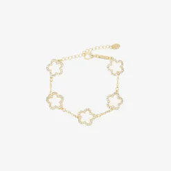 Girls Gold & Ivory Clover Bracelet