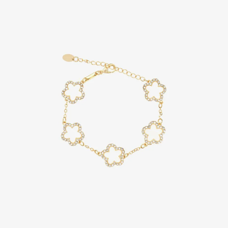 Girls Gold & Ivory Clover Bracelet