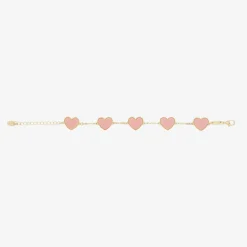 Girls Gold & Pink Heart Bracelet