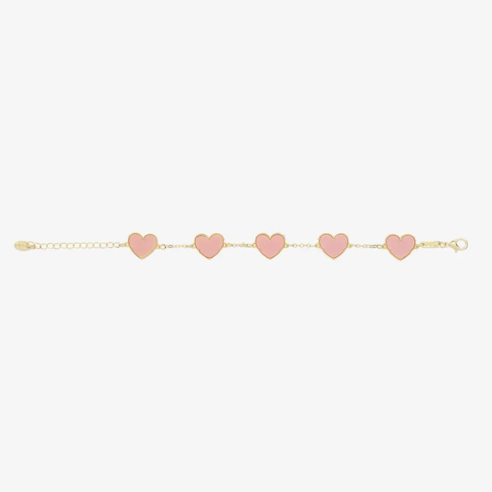 Girls Gold & Pink Heart Bracelet