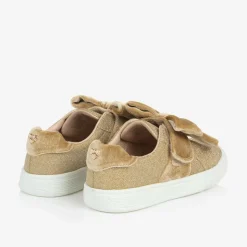 Girls Gold Glitter & Velour Trainers