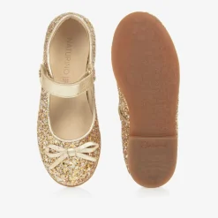 Girls Gold Glitter Ballerina Pumps