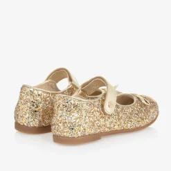 Girls Gold Glitter Ballerina Pumps